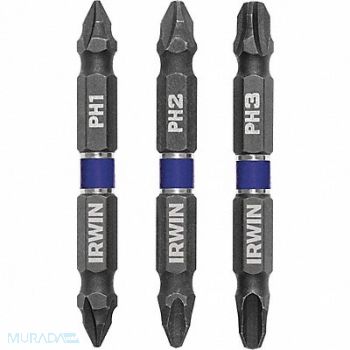 IRWIN Insert Bit Power Dbl End Hex Shank PK3, 55KG92