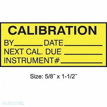 STRANCO INC Calibration Label ENG Black/Yellow PK350, 30XD66