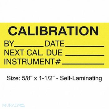 STRANCO INC Calibration Label ENG Black/Yellow PK350, 30XD67