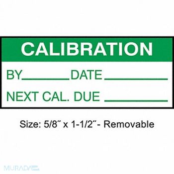 STRANCO INC Calibration Label ENG Green/White PK350, 30XD69