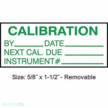 STRANCO INC Calibration Label ENG Green/White PK350, 30XD73