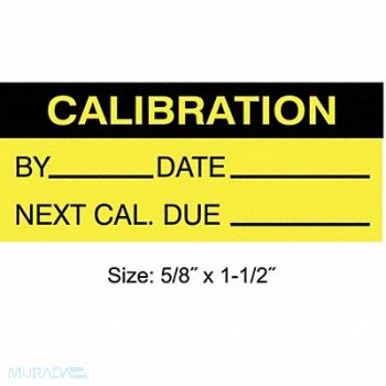 STRANCO INC Calibration Label ENG Black/Yellow PK350, 30XD75