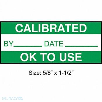 STRANCO INC Calibration Label ENG Green/White PK350, 30XD77