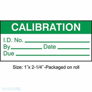 STRANCO INC Calibration Label ENG Green/White PK250, 30XD80