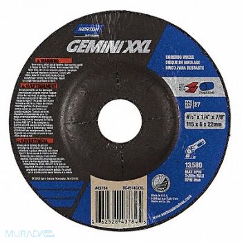 NORTON Depressed Center Wheel 4-1/2In 13 580RPM, 31CF12