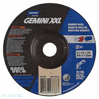 NORTON Depressed Center Wheel 6In 10185RPM, 31CF16