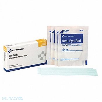 FIRST AID ONLY Eye Pads Inludes 4 Eye Pads/8 Strips, 31DJ93
