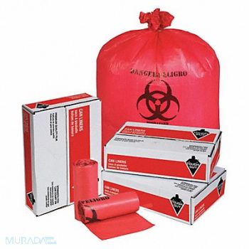 TOUGH GUY Biohazard Bags 33 gal Red PK250, 31DK88