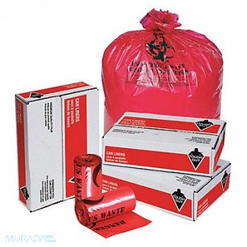 TOUGH GUY Biohazard Bags 33 gal Red PK100, 31DL01