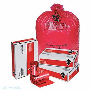 TOUGH GUY Biohazard Bags 44 gal Red PK25, 31DL06