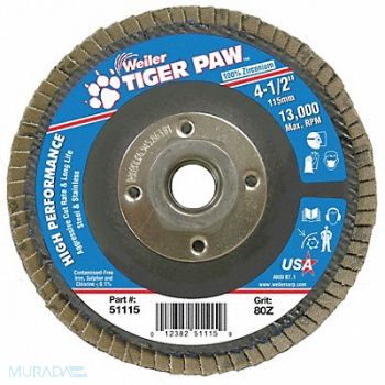 WEILER H7356 Fiber Disc 4 1/2 in Dia 5/8in Arbor, 31GG12