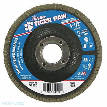 WEILER H7361 Fiber Disc 4 1/2 in Dia 7/8in Arbor, 31GG15