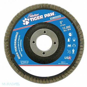 WEILER H7363 Fiber Disc 5 in Dia 7/8in Arbor 40 Grit, 31GG17