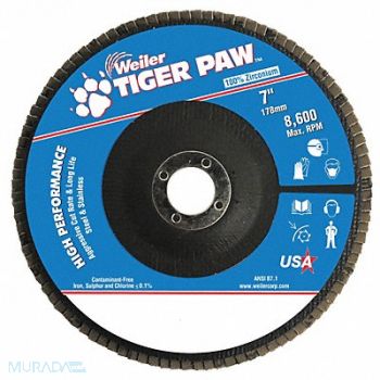 WEILER H7366 Abrasive Flap Disc Coarse 7in. Phenolic, 31GG23