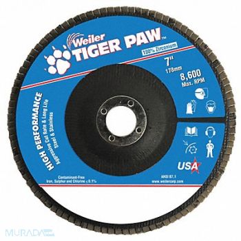 WEILER H7370 Abrasive Flap Disc Medium 7in. Phenolic, 31GG29