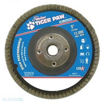 WEILER H7364 Fiber Disc 5 in Dia 5/8in Arbor 40 Grit, 31GG33
