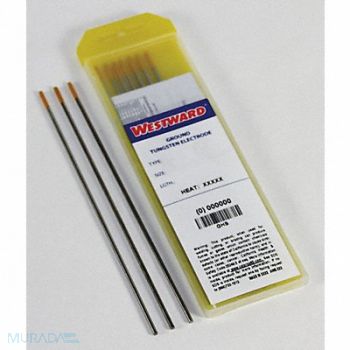 WESTWARD WMS 10pc Gold Tungsten Electrode, 31GH58