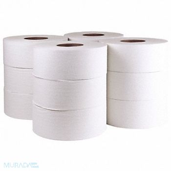 TOUGH GUY Toilet Paper Roll Continuous White PK12, 31KY17
