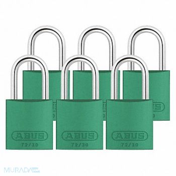 ABUS J5198 Lockout Padlock KA Green 2-17/32 H PK6, 31NF18