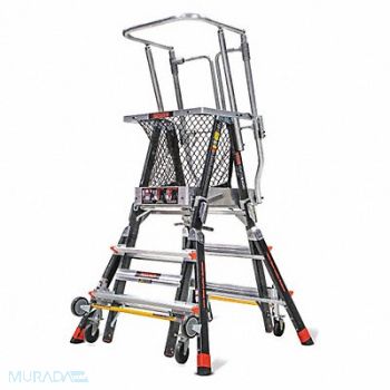 LITTLE GIANT Adj. Cage Platform Ladder 5 ft Fbrglss, 36GL22