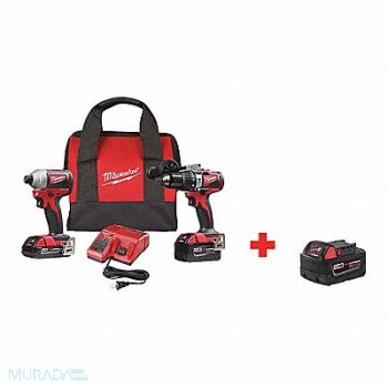 MILWAUKEE Cordless Combination Kit 2 Tools 18V DC, 326UN9