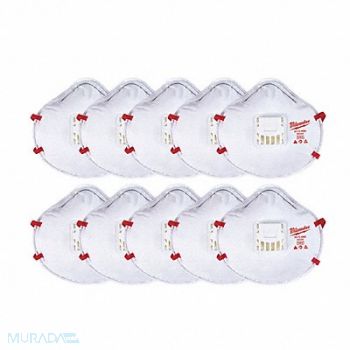 MILWAUKEE Disposable Respirator Universal Sz PK10, 327WX3
