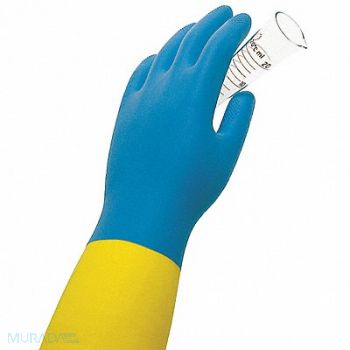 CONDOR K2362 Chemical Rsistant Gloves S Bl/Ylw PR, 32GM14