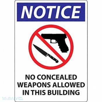 ZING Concealed Carry Sign 14in x 10in Plastic, 32KJ78