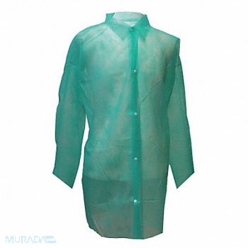 ACTION CHEMICAL Disposable Lab Coat L Green PK30, 32ZK74