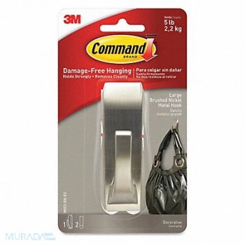 COMMAND Hook Nickel Brushed L, 332T12