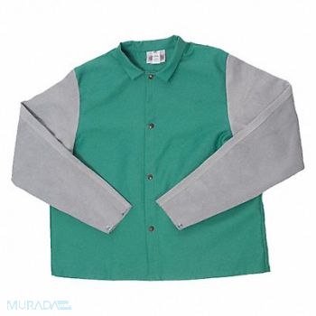 GUARD LINE Welders Jacket 30In Leather/Proban Grn L, 33GU51