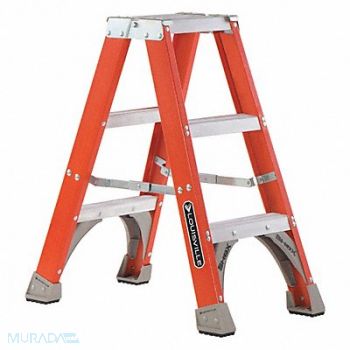 LOUISVILLE Twin Stepladder 3 ft Fiberglass 300 lb., 33J720