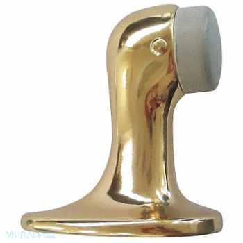 GRAINGER APPROVED Door Stop Floor-Mount Polished Brass, 33J806
