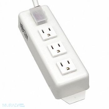 TRIPP LITE Outlet Strip 3 Outlet 15A 8-3/4 L Wht, 33L716