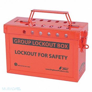 ZING Group Lockout Box Stainless Steel Red, 33NR96