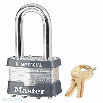 MASTER LOCK Keyed Padlock 3/4 in Rectangle Silver, 33RL36