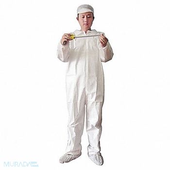 KEYSTONE Collared Coverall Elastic White L PK25, 33UA50