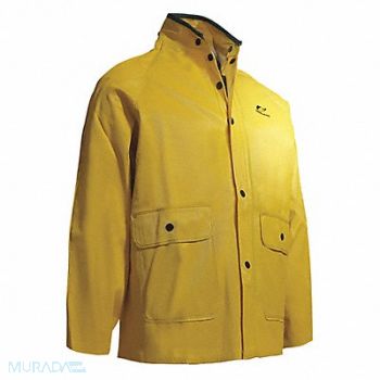 ONGUARD Collared Rain Jacket Yelw Ribbed PVC 2XL, 33VN61