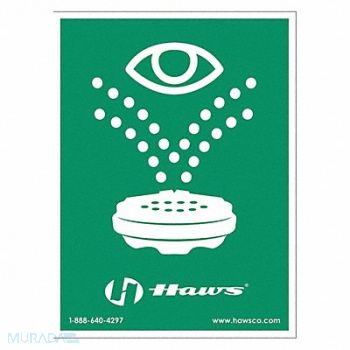 HAWS Eyewash Sign Plastic Green 12 L x 10 W, 496L97