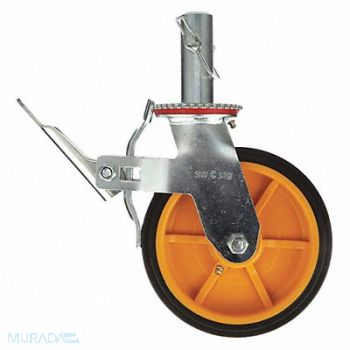 BIL-JAX Caster-8In-Rnd-5 - Yellow Hub, 33W628