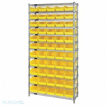 QUANTUM STORAGE SYSTEMS G7061 Bin Shlvng 12inx74inx36in Yellow, 33Z163