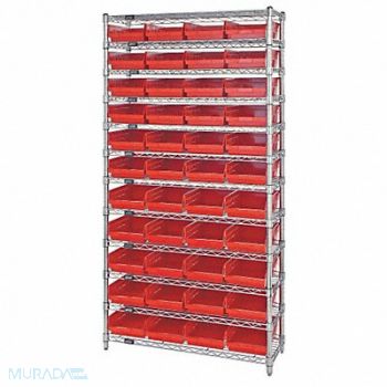 QUANTUM STORAGE SYSTEMS G7063 Bin Shlvng 12inx74inx36in Red, 33Z178
