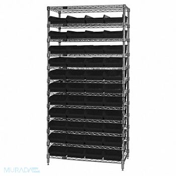 QUANTUM STORAGE SYSTEMS E3959 Bin Shlvng 18inx74inx36in Black, 33Z180