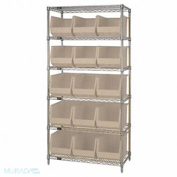 QUANTUM STORAGE SYSTEMS G7064 Bin Shlvng 18inx74inx36in Ivory, 33Z187