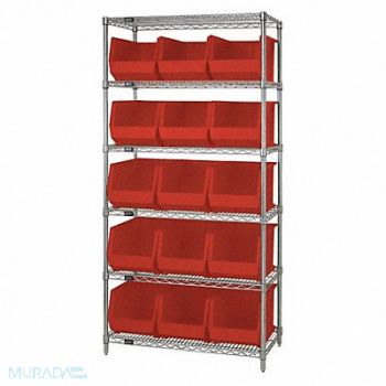QUANTUM STORAGE SYSTEMS G7064 Bin Shlvng 18inx74inx36in Red, 33Z188