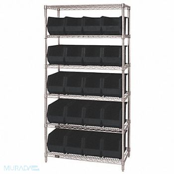 QUANTUM STORAGE SYSTEMS E3963 Bin Shlvng 18inx74inx36in Black, 33Z190