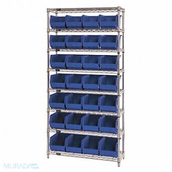 QUANTUM STORAGE SYSTEMS G7065 Bin Shlvng 12inx74inx36in Blue, 33Z193