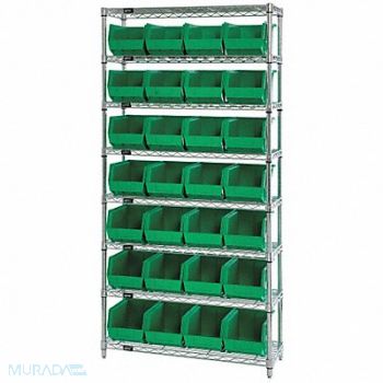 QUANTUM STORAGE SYSTEMS G7065 Bin Shlvng 12inx74inx36in Green, 33Z194