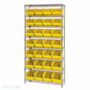 QUANTUM STORAGE SYSTEMS G7065 Bin Shlvng 12inx74inx36in Yellow, 33Z197