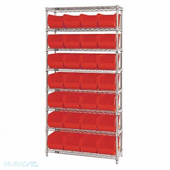 QUANTUM STORAGE SYSTEMS G7066 Bin Shlvng 14inx74inx36in Red, 33Z203